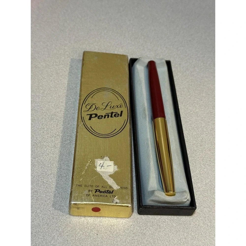Pentel DS-3 Sign Pen Deluxe Red Gold Soft Vintage Out of Print Rare Discontinued